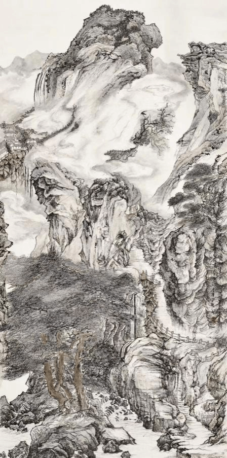 2023级学生李泽宇作品《云间松绕》